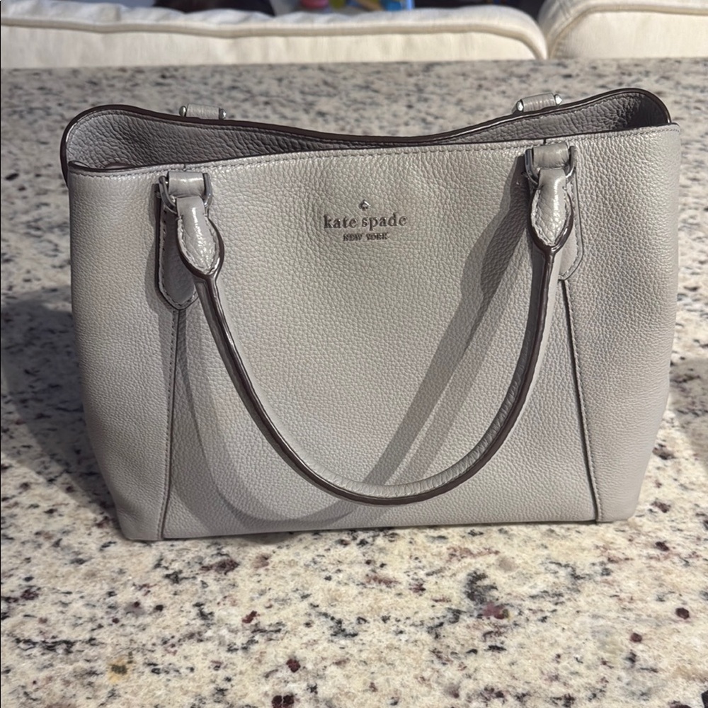 Kate Spade Gray Leather Tote Bag